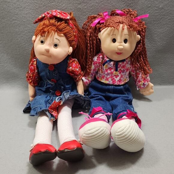 Ty Beanie & Fine Toy Soft Sculpted Plush Dolls Face Body Curly Red Haired Denim - Picture 1 of 16